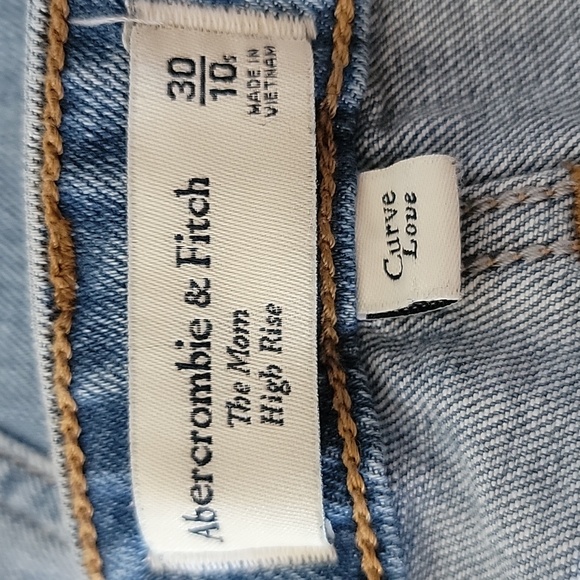 ABERCROMBIE & FITCH The Mom High Rise Light Wash Distressed Destroyed Jeans - Picture 6 of 7